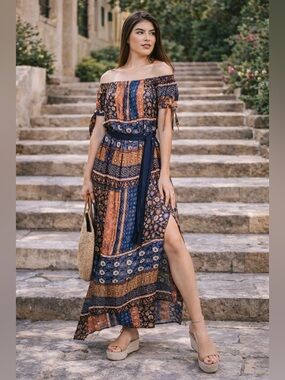 Urban Outfitters Dress Forum Paisley Bohemian Maxi Dress Sz S